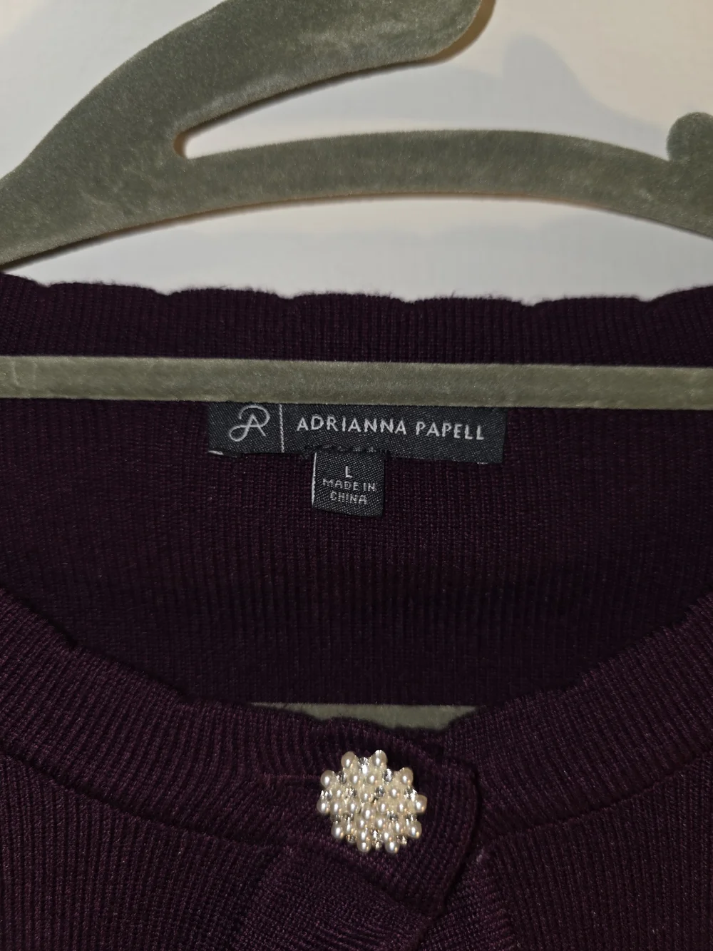 Adrianna Papell Plum Purple Crewneck Cardigan - Picture 3 of 3